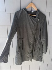 H M Divided Hooded Army Jacket Full Zip Pockets Lightweight Women s Size 4