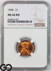 1958 Lincoln Cent Wheat Penny, RED, NGC MS-66 RD ** Cherry!