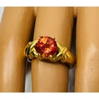 Vintage UTC Solitaire Ring Orange Lab Sapphire Gemstone Gold over Silver Band 8