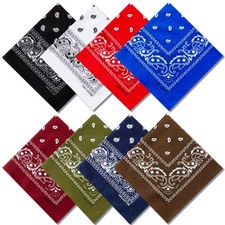 8 PCS 100 Cotton Bandanas, 22 Inchs MultiPurpose Bandana Scarfs Headbands fo...