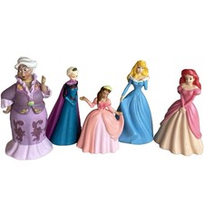 5 Disney Princess Figurines Set Ariel Cinderella Elsa Tiana PVC Cake Topper
