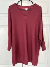 NWOT J.Jill Purejill Women s Red V-Neck Knit Cotton Pullover Sweater Tunic Sz L