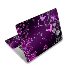 Laptop Skin Sticker Decal, 17 17.3inch Laptop Netbook Purple Heart Butterfly