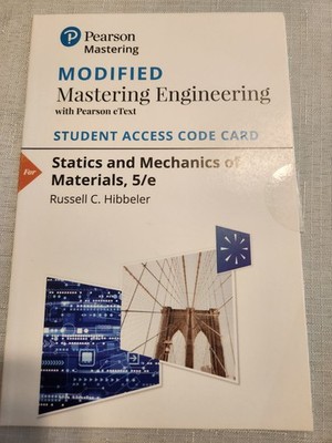 Pearson Mastering Engineering Student Access Code Card Statics and Mechanics