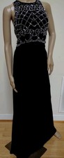 CACHET LONG BLACK EVENING DRESS WITH SPARKLING BEADS AT THE TOP SZ 8 Made In USA