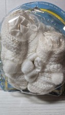 White Knit Baby Booties. New. TB68
