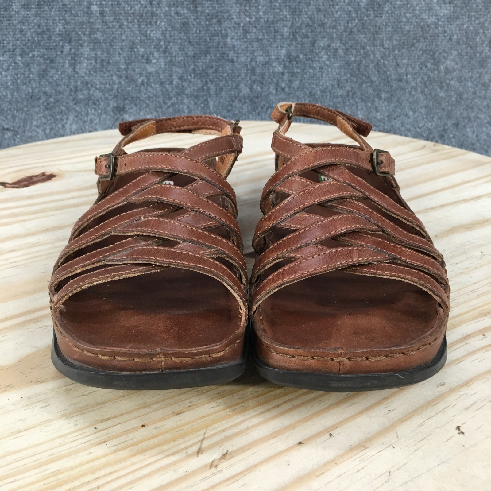 Kalso Earth Oasis Strappy Sandals Womens 6.5 B Buckle Hook & Loop Leather Brown image 8