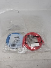 Lot of 2 Cat5e Ethernet Cables   10 ft Each   Red  Blue   RJ45 Network Cords