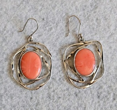 Koralle Sterling Silber 925 Ohrringe