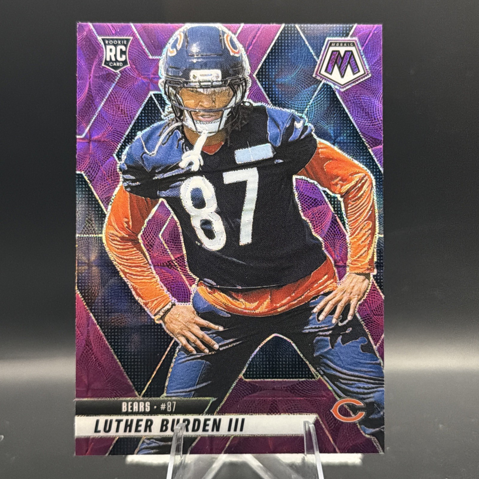 2025 Mosaic Luther Burden Purple Scope Prizm #383 RC Chicago Bears