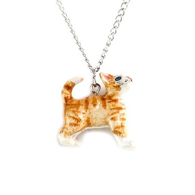 Little Critterz Jewelry - Ginger Kitten Necklace - Pendant Porcelain Jewelry