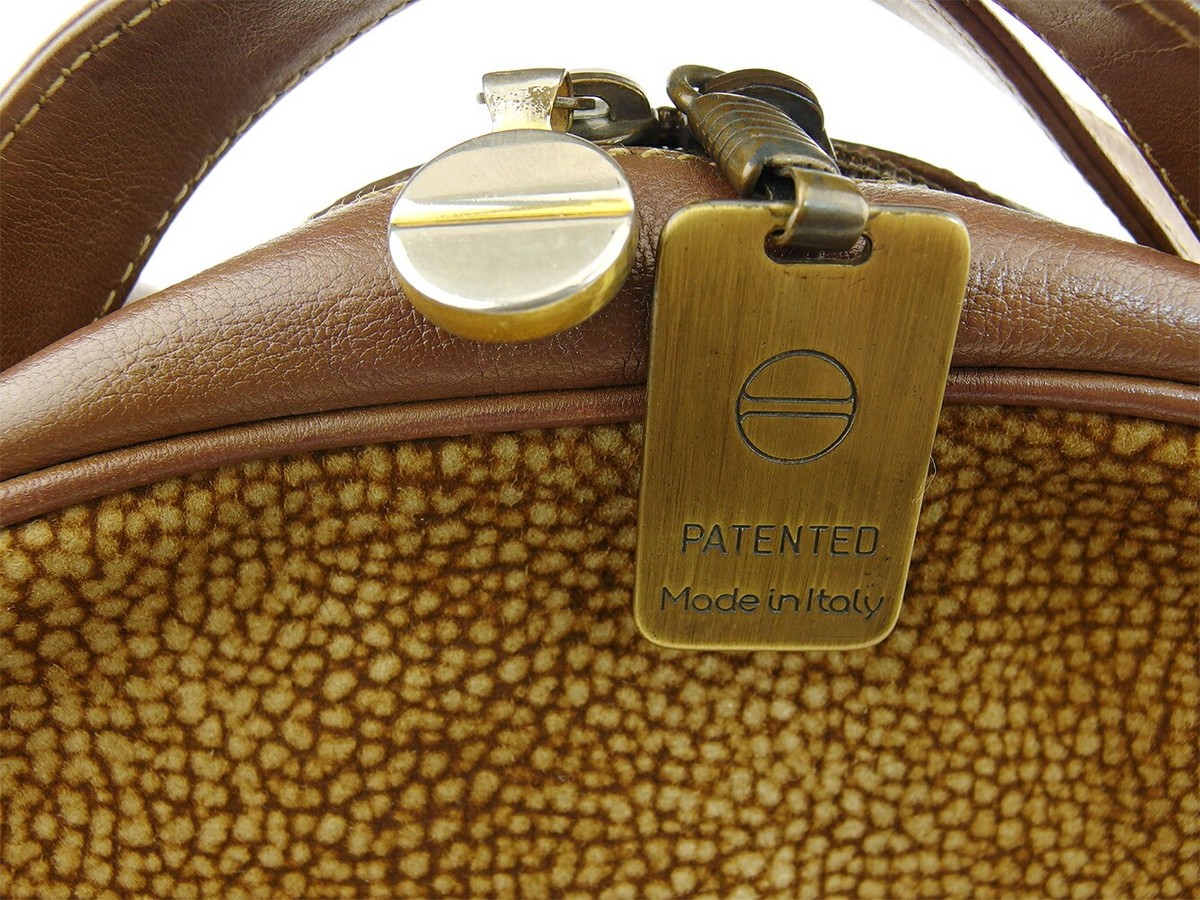 BORBONESE Handbag Brown beige gold Women 913911 Authentic