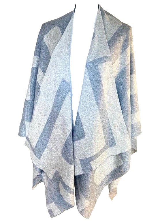 J. McLaughlin NWT Sybil Gray Cream Poncho Cape Sweater OS Luxe Classic Lagenlook