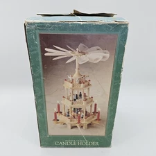 Christmas Nativity Carousel Candle Holder Dayton Hudson Wood w Box 18 3/4”