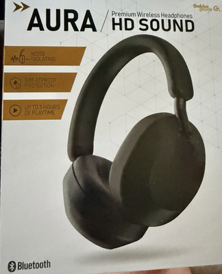 Gabba Goods AURA HD Sound Wireless Bluetooth Headphones Black Noise Isolating