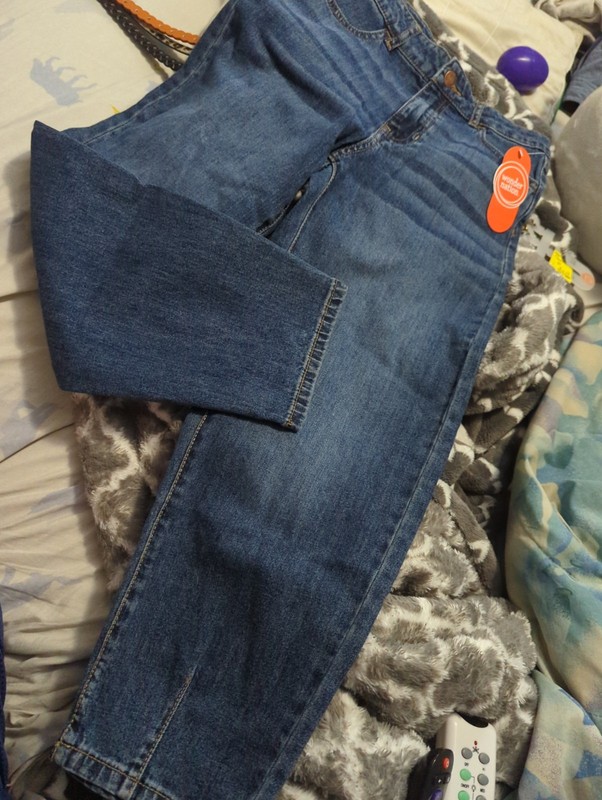 Girls Size 10 Wonder Nation Barrel Leg Jeans, Mid Rise Adjustable Waist