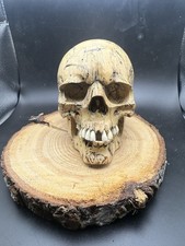 hand carved wooden skull 5 Inc High 4 Inc Width