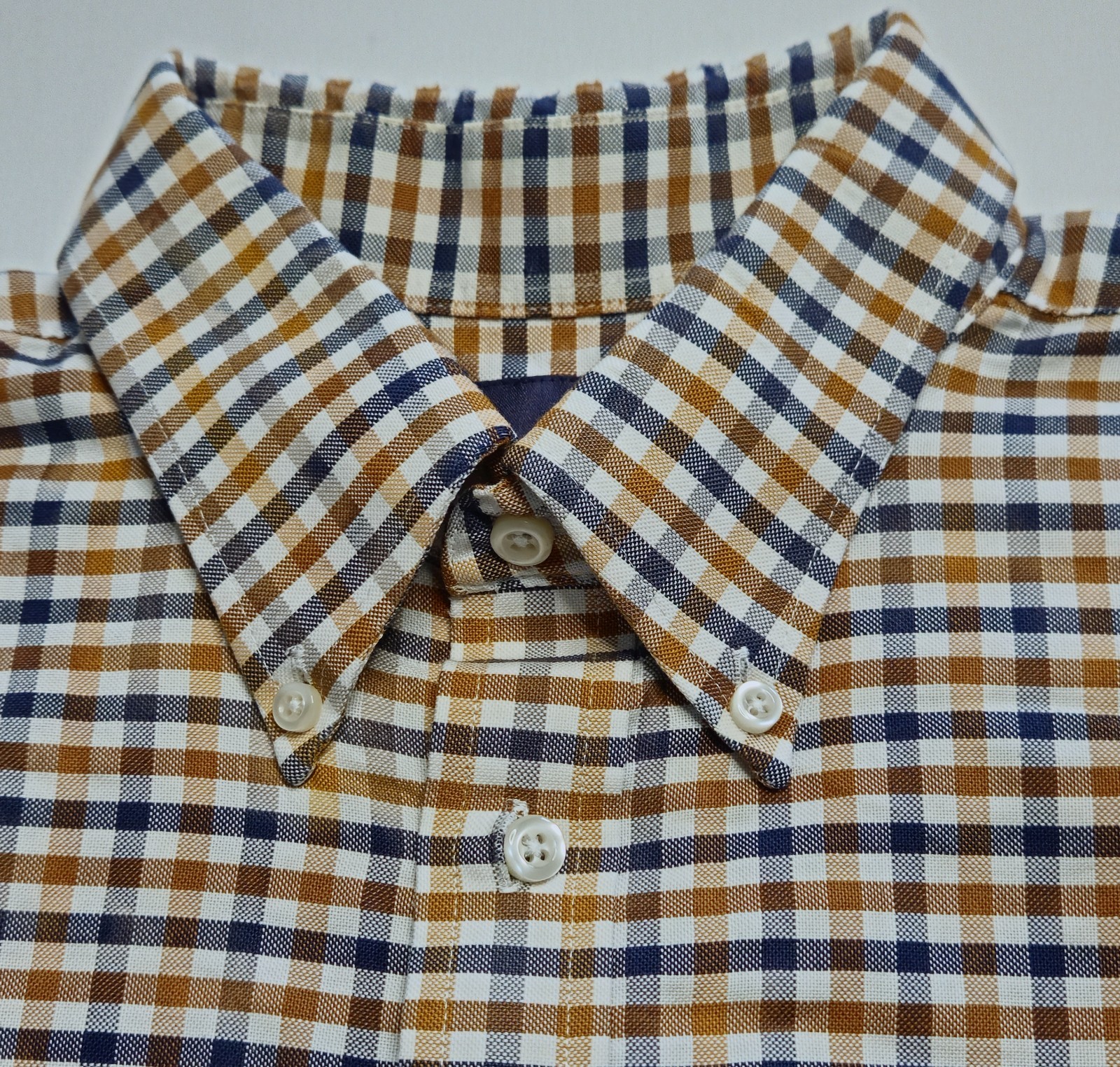 Mens Stafford Wrinkle Free Oxford Long Sleeve Plaid Button Up Shirt 16 1/2 34-35
