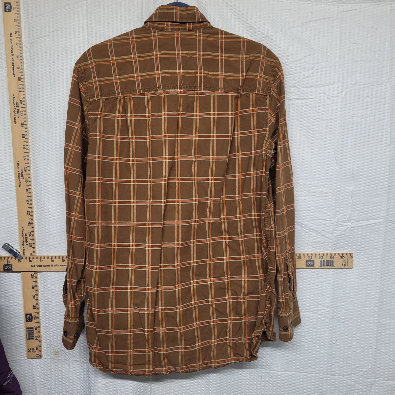 Timberland Mens Plaid Button Down Shirt Brown Orange Long Sleeve Size Small
