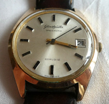 MADE IN GDR DDR GUB GLASH&Uuml;TTE HERREN UHR ARMBANDUHR SPEZIMATIC 26 RUBIS DATUM