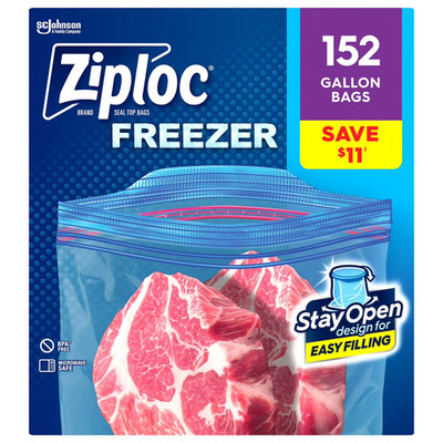Ziploc Gallon Freezer Bags with New Stay Open Design (152 ct.) LOWEST PRICES!!