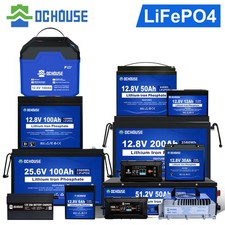 DCHOUSE Batterie Lithium Lifepo4 12V 24V 48V 6AH 12AH 30AH 50AH 100AH 200AH