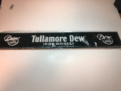 TULLAMORE DEW IRISH WHISKEY RUBBER BAR RAIL SPILL MAT ''DEW AND A BREW'' NEW