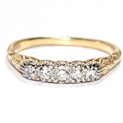 Ring Gold Artdeco Diamanten Altschliff 0,30 585/14K Gr.58/18,5mm änderbar 3,4g - Bild 1 von 4