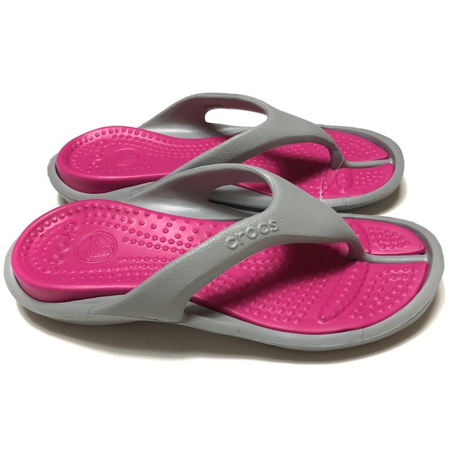 Crocs Size 7 Athens Light Grey Candy Pink Flip Flop Sandals Womens Shoes for sale online | eBay