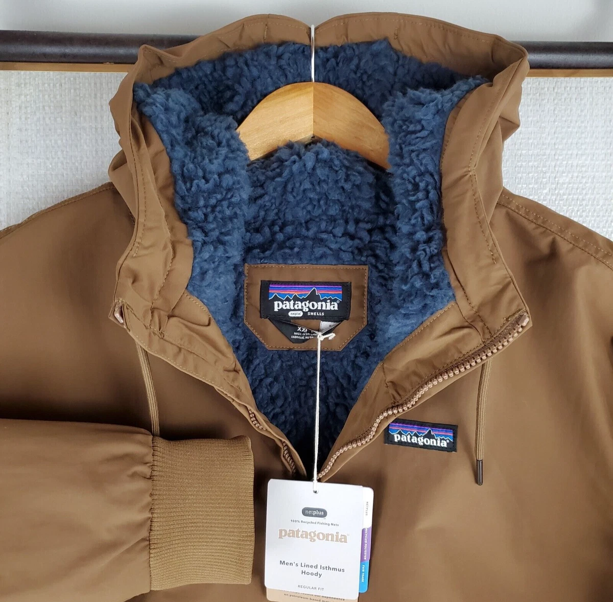 NEW $229 PATAGONIA Size 2XL Isthmus Sherpa Lined Bomber Jacket Owl Brown  Hoodie | eBay