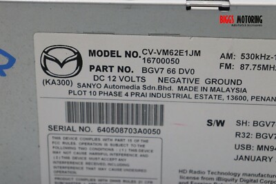 2012-2013 Mazda3 Navigation Radio Touch Display Screen Cd Player