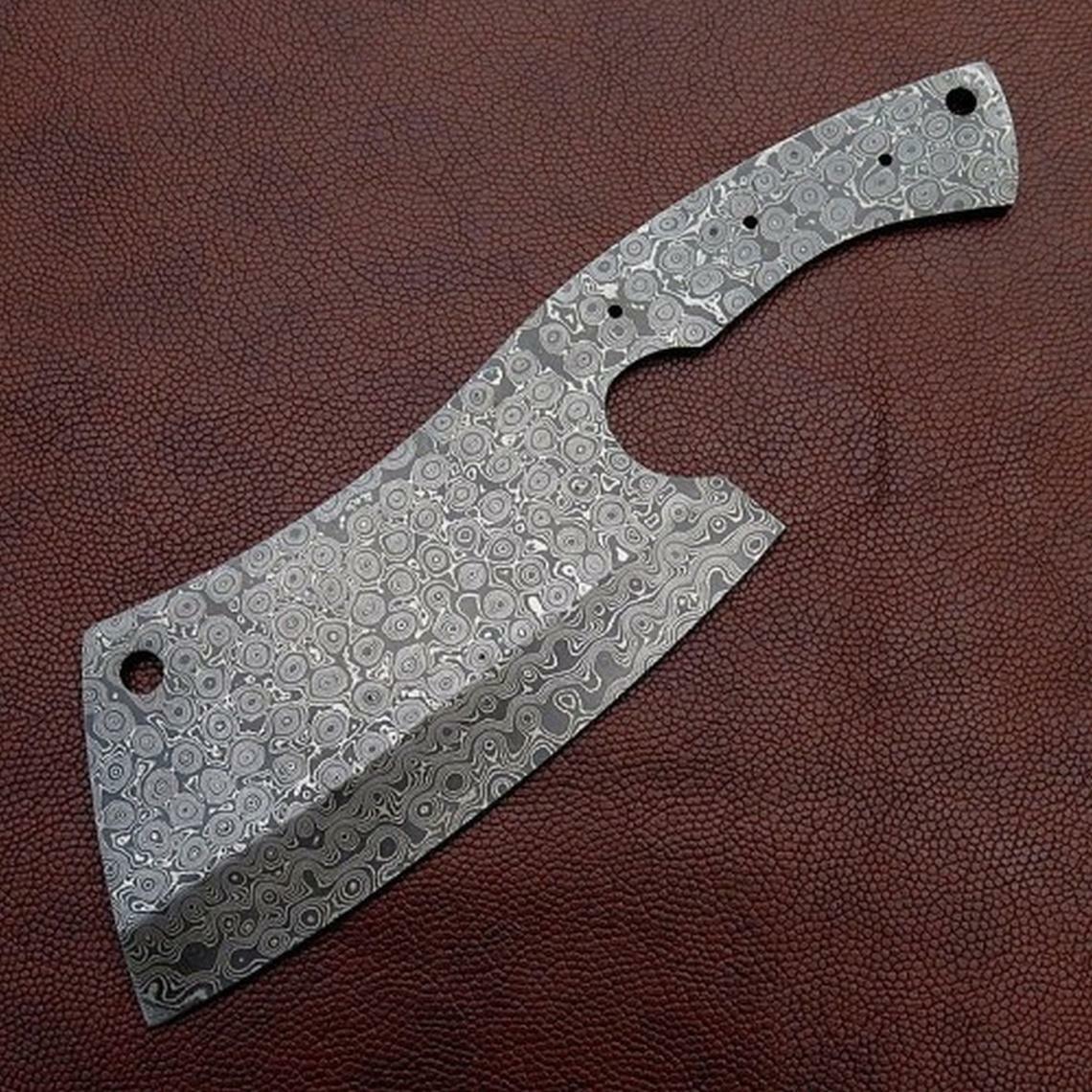 9" Custom And Handmade Damascus Steel Blank Blade Chef Cleaver / Chopper Knife