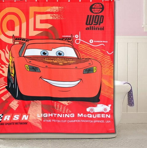McQueen Race Car Design Modern Bathroom Fabric Polyester Shower Curtain 2s861 - Picture 3 of 7