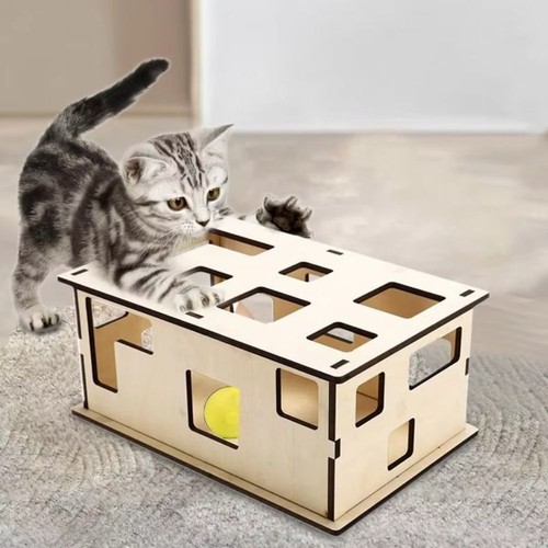 Multi-Hole Cat Educational Toy Box Interactive Cat Maze Toy Maze Game