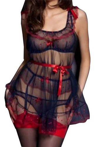 AGENT PROVOCATEUR SEXY NAVY & RED WINNIE BABYDOLL & THONG 4/5 LARGE BNWT - Picture 3 of 8