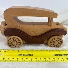 Handmade Wooden Toy Car 7Inch Long 4 Inch High Moving Wheels