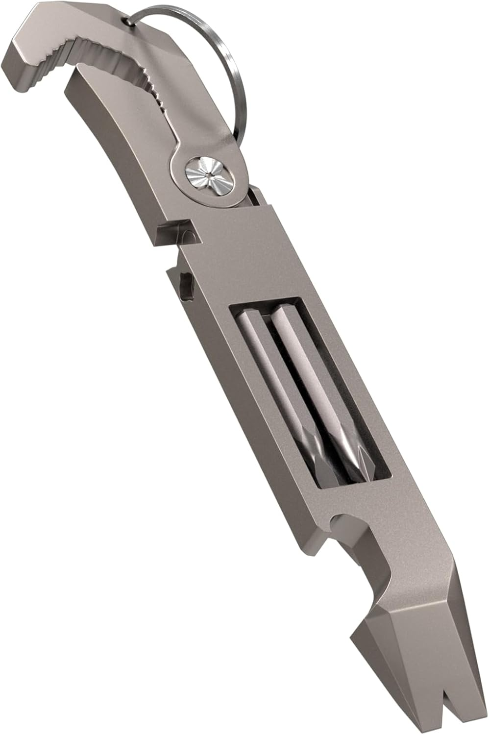 TOOVEM Titanium EDC Pry Bar Multitool with Bottle Opener Pocket Clip and Wrench