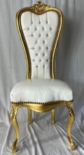 Casa Padrino Barock Thron Stuhl Weiß / Gold - Barock Möbel Hochzeit Sessel