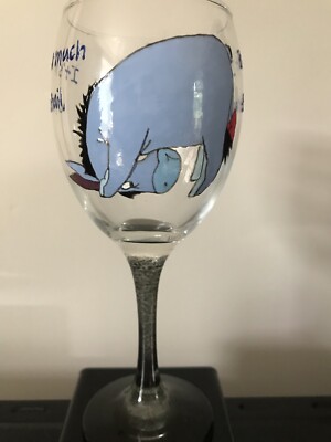 Eeyore Winnie The Pooh ''Not Much Of A Tail'' handbemaltes großes Weinglas