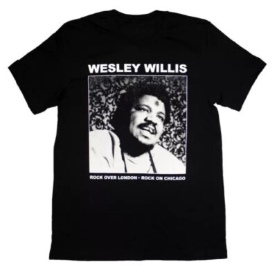 VTG Rock On Chicago Wesley Willis Shirt Short Sleeve Black Unisex S-5XL