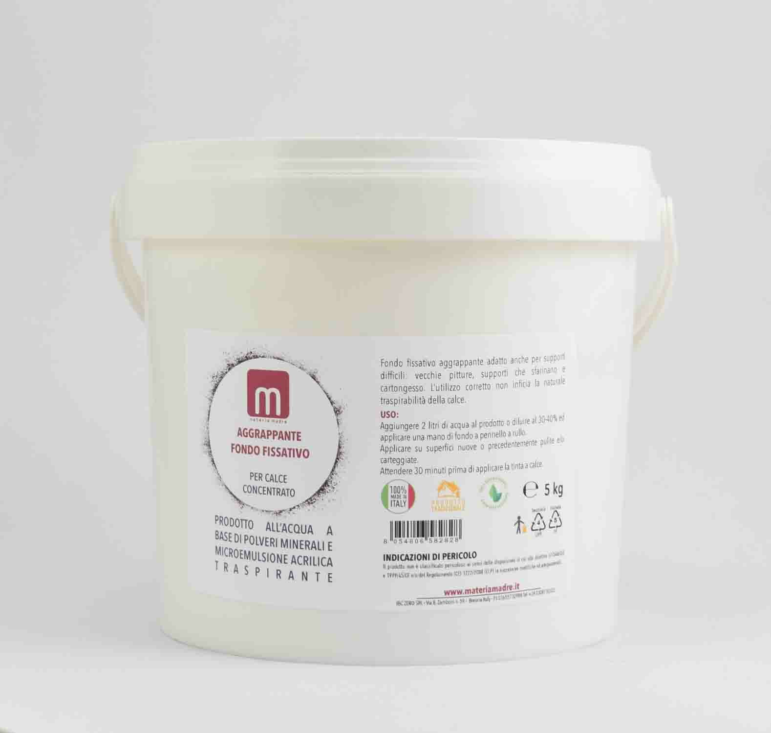 Fondo aggrappante fissativo per Tinta calce e Spatolato marmorino - Secchio 8 kg
