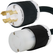 L14-30P to L14-30R Generator Extension Power Cord, 15 Foot Rated 30A, 125/250V