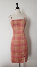 Urban Outfitters Dress New Size Medium Plaid Yellow Pink Cut Out School Coquette