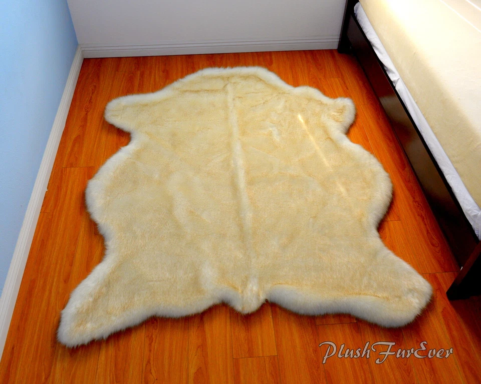 Alfombra de piel sintética de bisonte búfalo punta dorada de 5' x 6' alfombra gruesa mullida premium Foto 3 de 3