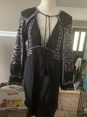 long sleeve black boho dress