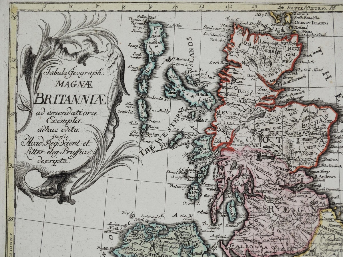 BRITISH ISLES, Britain, Leonhard Euler original antique map c1760