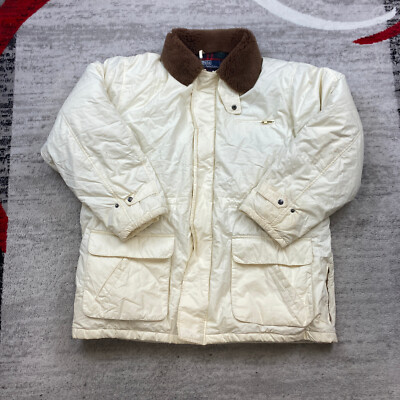 VTG Polo Ralph Lauren Flight Bomber Down Jacket XL Beige Shearling Fur Mouton