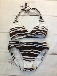 striped two piece bathing suit