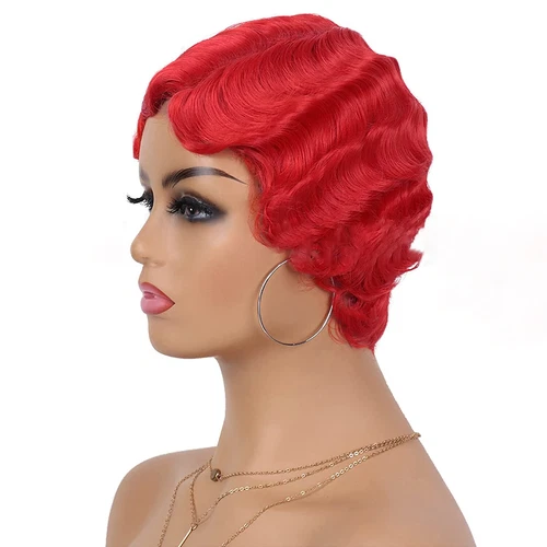 Women Short Curly Wig Finger Wave Wig Vintage 1920s Cosplay Party Wigs - Picture 23 of 25