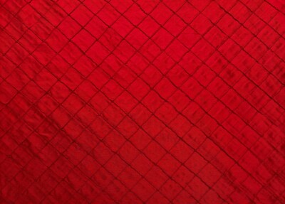 DUPIONI 100% SILK PINTUCK DIAMOND STITCH RED MULTIPURPOSE FABRIC BY YARD 54''W